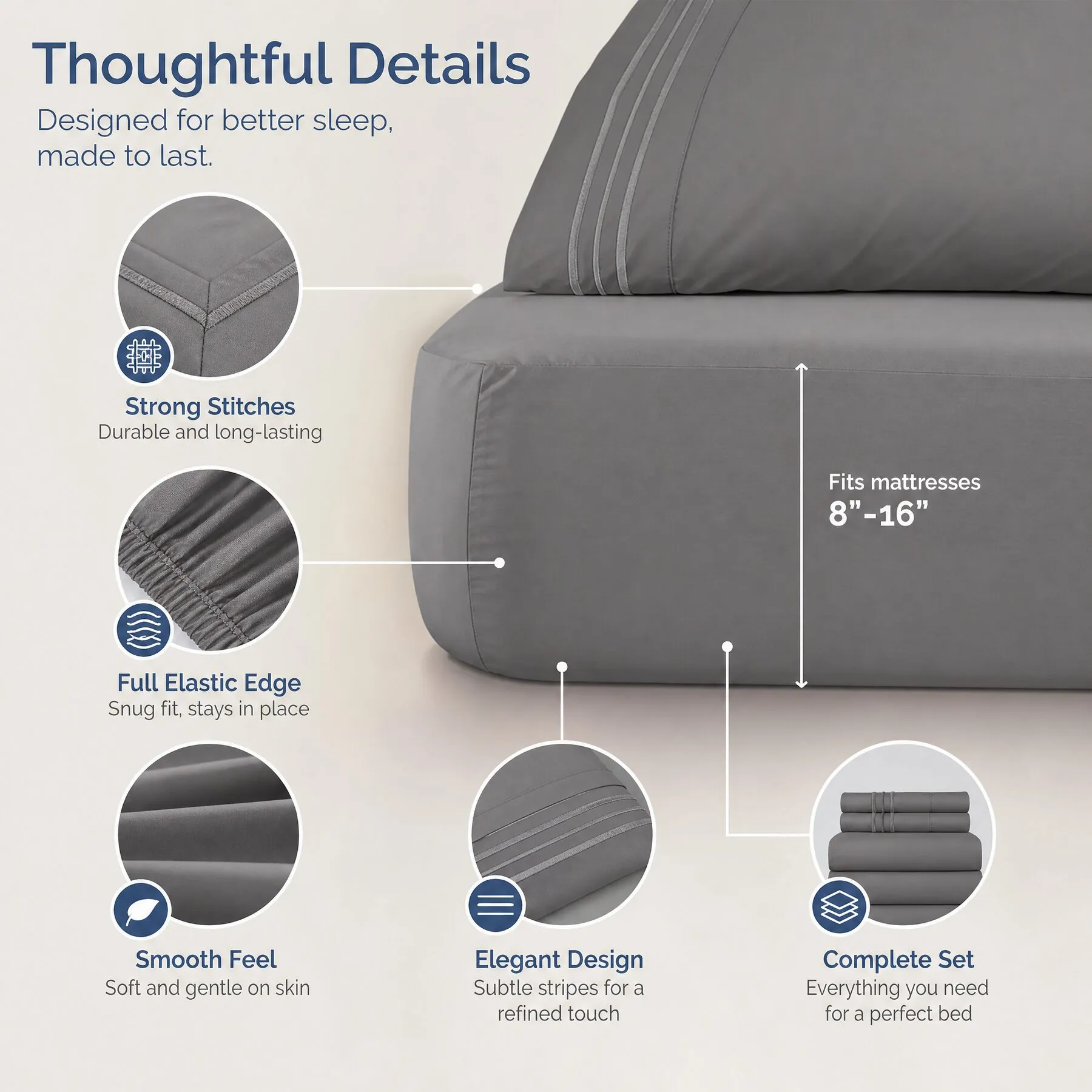 Solid-color polyester microfiber sheet set — photo 2