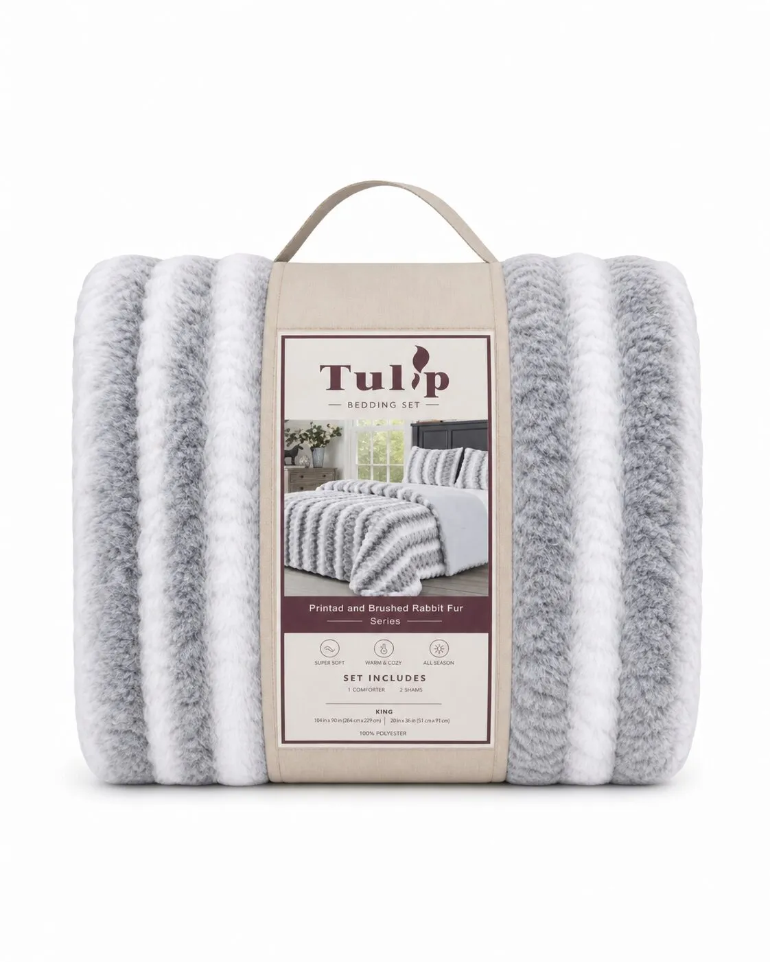 Faux fur printed brushed comforter set — photo 3