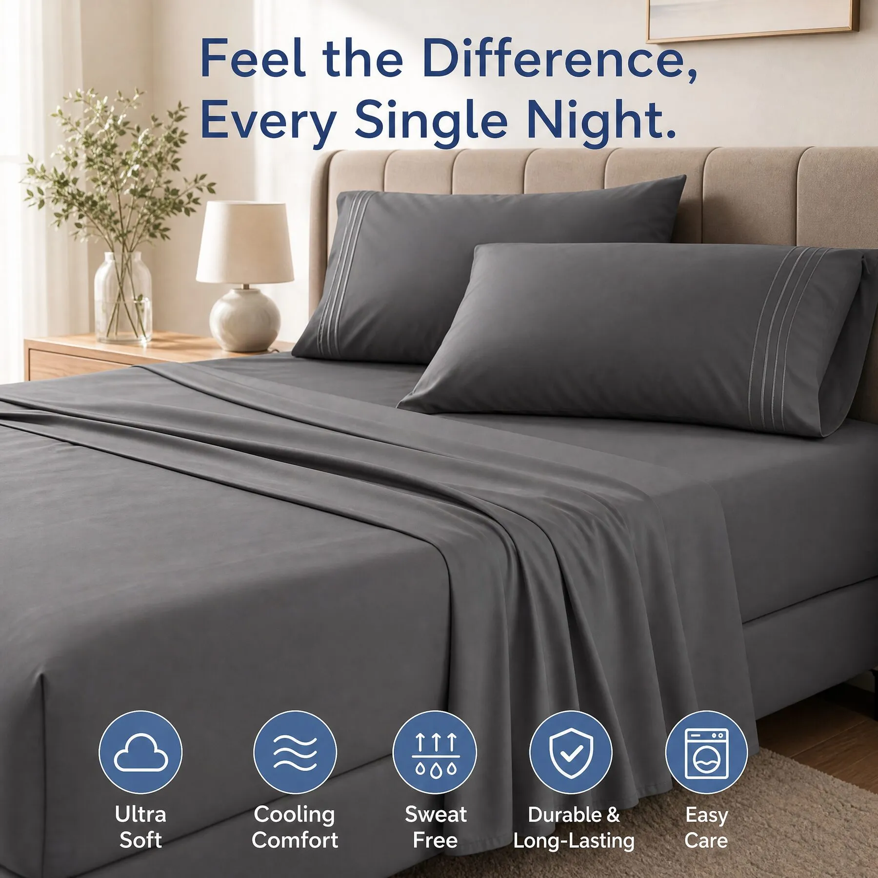 Solid-color polyester microfiber sheet set — photo 4