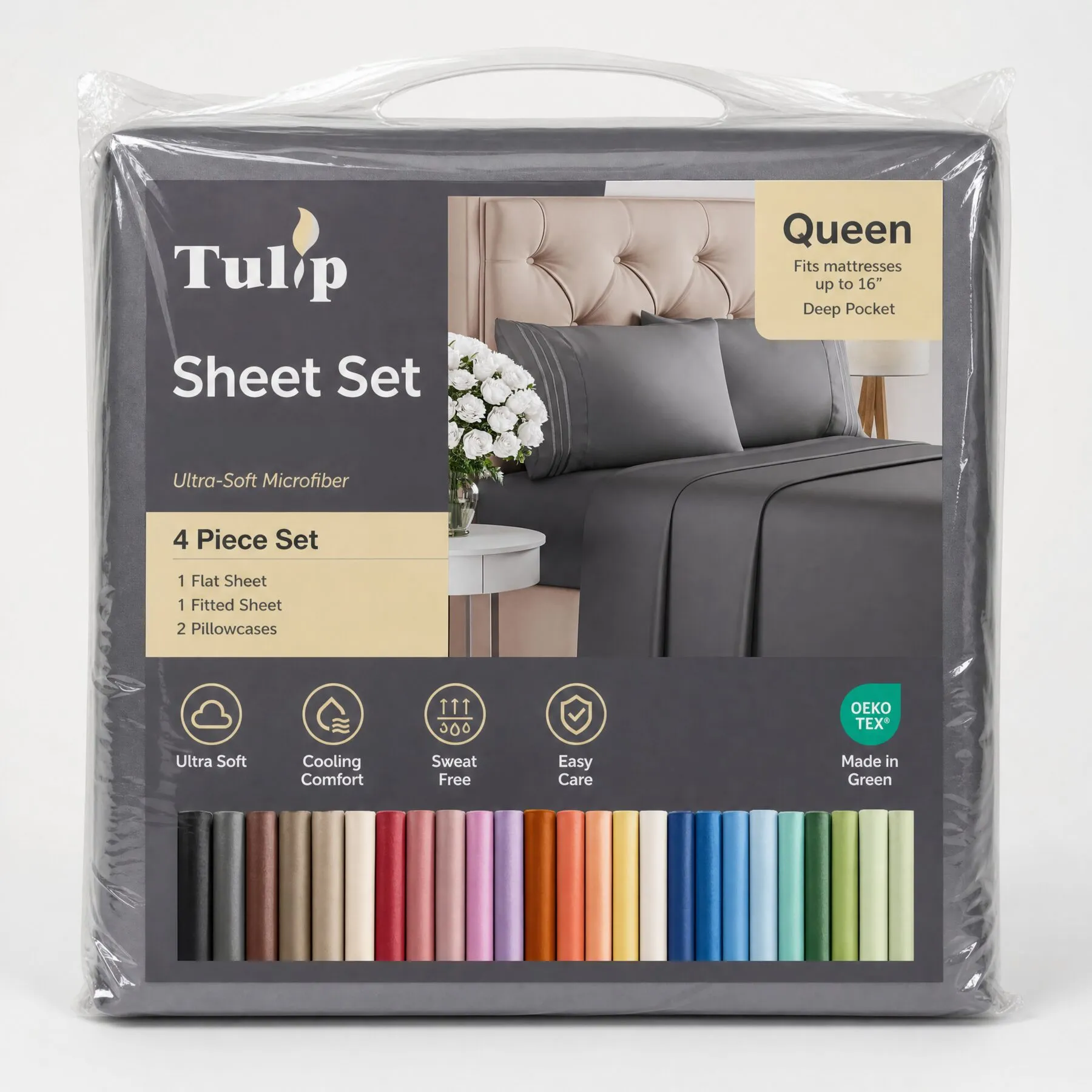 Solid-color polyester microfiber sheet set — photo 5
